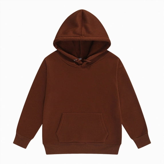 BOBOGOJP Boys Hoodies 5-16 Years Long Sleeve Pullover Basic Solid Hooded Sweatshirts for Boy Coffee,Size 13-14 Years