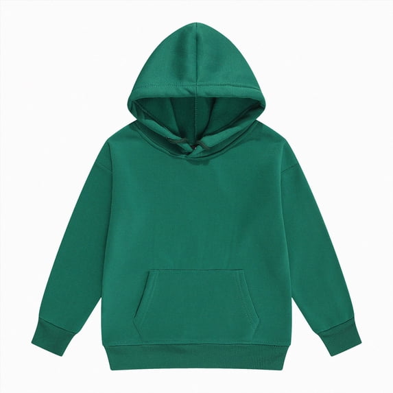 BOBOGOJP Boys Hoodies 5-16 Years Long Sleeve Pullover Basic Solid Hooded Sweatshirts for Boy Green,Size 1-2 Years