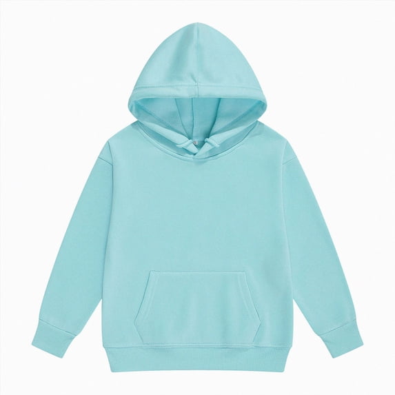 BOBOGOJP Boys Hoodies 5-16 Years Long Sleeve Pullover Basic Solid Hooded Sweatshirts for Boy Light Blue,Size 1-2 Years