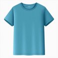 thumbnail image 1 of BOBOGOJP Boys/Kids/Toddlers Crew Neck Cotton T-Shirts Short Sleeve Summer Basic Tops Sky Blue for Size 12-14 Years, 1 of 8