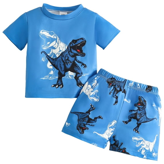 BOBOGOJP Boys Short Sleeve Pajamas Kids Summer Pjs Children Pajamas Blue for Size 6-9 Months