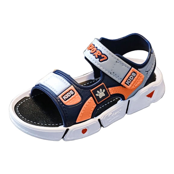 BOBOGOJP Boys Sport Sandals Open Toe Summer Athletic Water Sandals Adjustable Hook & Loop Straps Lightweight Breathable Non-slip Sandals Outdoor Walking Footwear for Kids Orange for 7.5