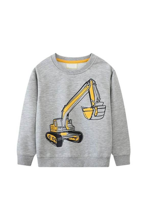 Boys Sweatshirts Cotton Long Sleeve Crewneck Pullover Toddler Kids Winter Warm Shirt Sweater Tops Gray for Size 6-7 Years