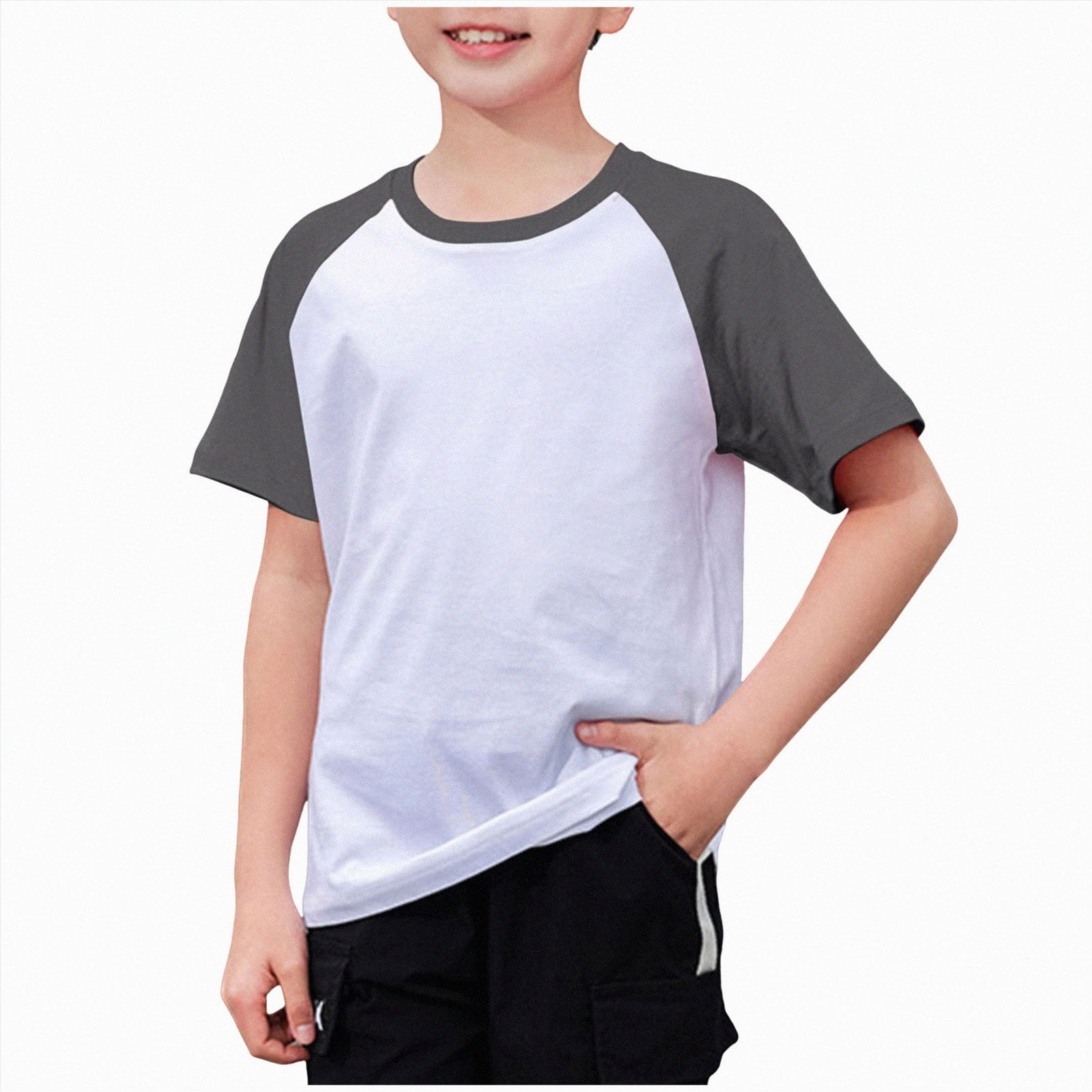 BOBOGOJP Boys Tshirt Raglan Short Sleeve Shirt Cotton Blend Basic Tees ...