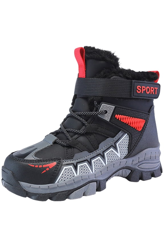 Boys' Waterproof Winter Snow Boots with Insulation for Cold Weather Red for Size 12