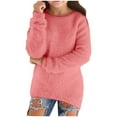 thumbnail image 1 of BOBOGOJP Fall Sweaters for Girls Flannel Fluffy Fuzzy Loose Cozy Long Sleeve Pullover Kids Cute Chunky Warm Jumper Sweater Pink for Size 13-14 Years, 1 of 5