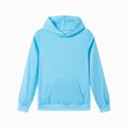thumbnail image 1 of BOBOGOJP Fleece Hoodies for Girls Unisex Cotton Loose Sweatshirts Casual Long Sleeve Pullover Tops with Pockets 7-16Years Light Blue,Size 15-16 Years, 1 of 5