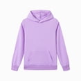 thumbnail image 1 of BOBOGOJP Fleece Hoodies for Girls Unisex Cotton Loose Sweatshirts Casual Long Sleeve Pullover Tops with Pockets 7-16Years Purple,Size 9-10 Years, 1 of 5