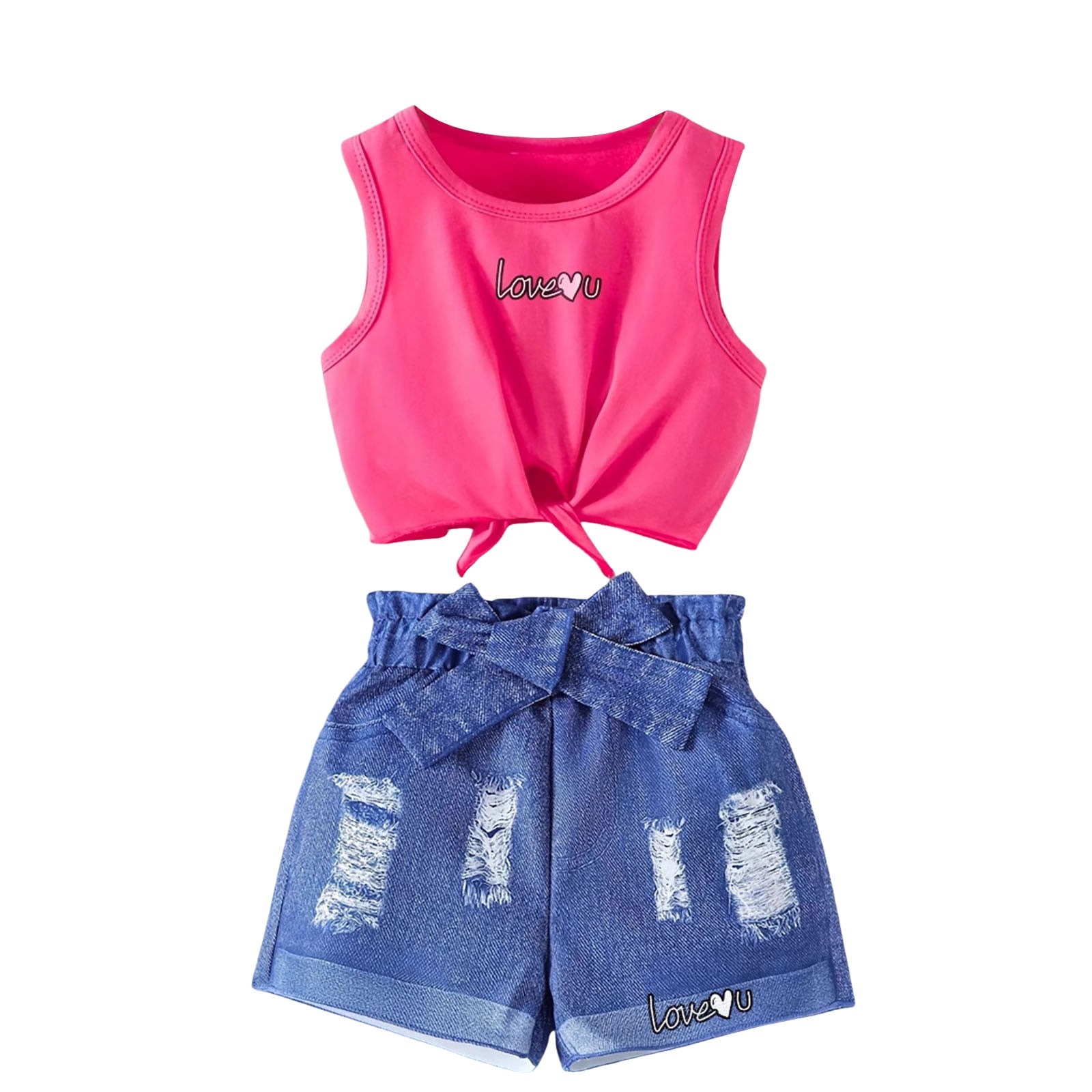 BOBOGOJP Girl Clothes Summer Little Kids Short Sets Cotton Casual Coat ...