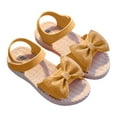 thumbnail image 1 of BOBOGOJP Girls Sandals Trendy Bow Summer Boho Beach Open Toe Shoes for Kids Adjustable Strap Lightweight Soft Holiday Sandals (Yellow, 9.5), 1 of 5