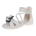 thumbnail image 1 of BOBOGOJP Girl's Sandals Dressy Leather Bow Summer Beach Ankle Strap Flat Sandals White for 12.5, 1 of 5