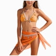 thumbnail image 1 of BOBOGOJP Girl's Swimwear Sets Backless Halter Bikini Brief Wrap Skirt Bathing Suit Orange for Size 11-12 Years, 1 of 7