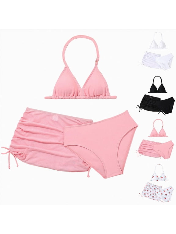 Girls 3 Piece Bikini Bathing Suit Teen Girls Swimwear Sport Swimsuits with Shorts 9-16T(Mint Green, 16 Years)