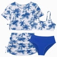 thumbnail image 1 of BOBOGOJP Girls 4 Swimsuit Set Print Bathing Suit with Quick Dry Modest Beach Swimwear Blue for Size 11-12 Years, 1 of 6
