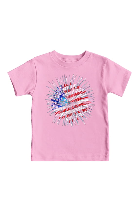 Girls 4th of July Shirt Kids USA Shirts American Flag T Shirt Patriotic Independence Day Shirts Memorial Day Tee(4-5 Years, Pink)