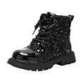 thumbnail image 1 of BOBOGOJP Girls Boots with Side Zipper, Lace Up Girls Combat Boots, Kids Ankle Boot for Toddler/Little Kid/Big Kid Black for Size 11, 1 of 4