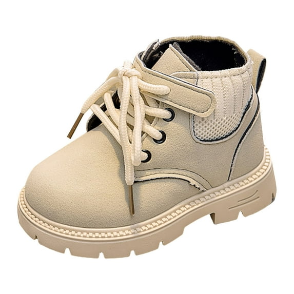 BOBOGOJP Girls Boys Hiking Outdoor Waterproof Lace-up Comfort (Little Big Kid) Construction Workboots Beige for Size 11.5