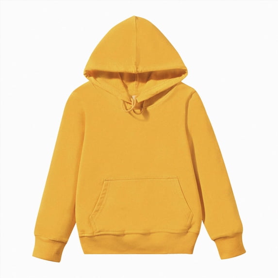 BOBOGOJP Girls Boys Hoodies Casual Long Sleeve Solid Sweatshirt Oversized Loose Pullover Tops with Pocket Fall Winter Clothes Yellow,Size 5-6 Years