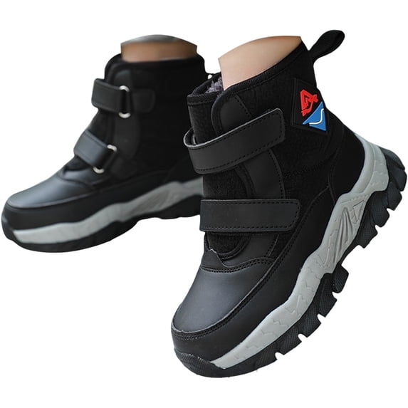 BOBOGOJP Girls Boys Snow Boots Winter Waterproof Slip Resistant Cold Weather Shoes Black for Size 4.5