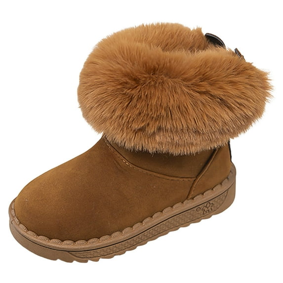 BOBOGOJP Girls Boys Warm Winter Boots Kids Outdoor Snow Boots(Toddler/Little Kid) Brown for Size 1