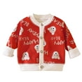 thumbnail image 1 of BOBOGOJP Girls' Cardigan Sweater [Cute Petal Buttons] Cotton Long Sleeve Crewneck Uniform Sweater Red for Size 6-12 Months, 1 of 4