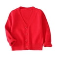 thumbnail image 1 of BOBOGOJP Girls' Cardigans Sweater Cotton Button Solid Long Sleeve Knit Sweaters Red for Size 2-3 Years, 1 of 4