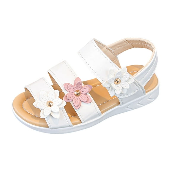 BOBOGOJP Girls Dress Shoes Fashion Summer Flat Sandals Open Toe Cute Casual Outdoor Comfortable Lightweight Breathable For Kids Heels White for Size 8