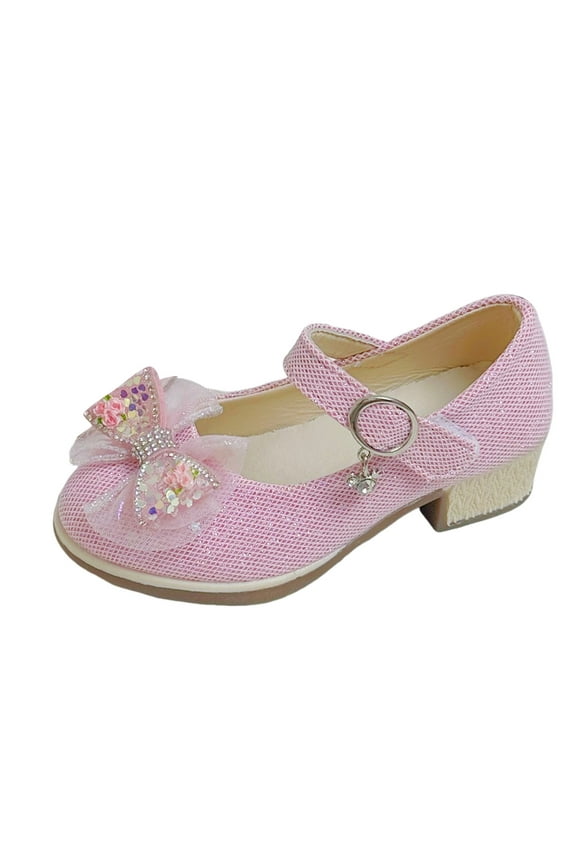 Girls Dress Shoes, Mary Jane Sparkly Flower Girls Pumps, Cute Princess Low Heels for School, Wedding, Party (Toddler/Little Kids/Big Kids) Pink for 10