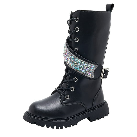 BOBOGOJP Girls Fashion Ankle Boots Girl Comfortable Fashion Shoes Winter Boots With Zipper Outdoor Shoes Black for Size 12