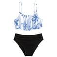 thumbnail image 1 of BOBOGOJP Girls Floral Printing Bathing Suits Ruffle Flounce Two Piece Swimsuits Blue for Size 8-9 Years, 1 of 7