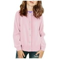 thumbnail image 1 of BOBOGOJP Girls Open Front Cardigan Long Sleeve Casual Kids Fall Clothes Solid Thick Chunky Sweater Coat with Pockets Pink for Size 1-2 Years, 1 of 4