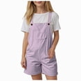 thumbnail image 1 of BOBOGOJP Girls Overall Shorts Kids Casual Strap Elastic Waist Overalls Rompers with Pockets 5-14Y Purple for Size 5-6 Years, 1 of 6