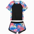 thumbnail image 1 of BOBOGOJP Girls Rash Guard Swimsuit Kids Two Piece Bathing Suit UPF 50+ Summer Beach Swim Suit Size 7-18T (Sky Blue, 3-4 Years), 1 of 8