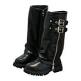 thumbnail image 1 of BOBOGOJP Girls Riding Boots Knee High Side Zipper Mid Calf Shoes Black for Size 13.5, 1 of 3