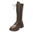 thumbnail image 1 of BOBOGOJP Girls Riding Boots Knee High Side Zipper Mid Calf Shoes Little Kid/Big Kid Brown for Size 6.5, 1 of 9