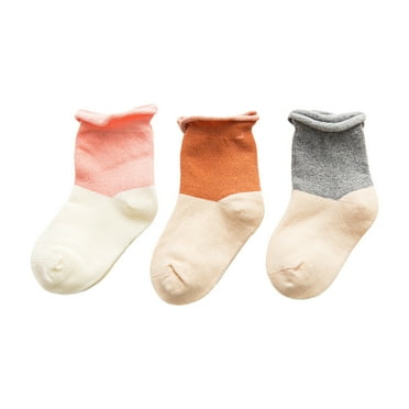 BOBOGOJP Girls Ruffle Socks Cute Baby Socks with Grips Crew Socks (Pink,0-6 Months)