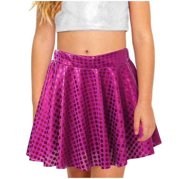 BOBOGOJP Girls Sequin Skirt Sparkly Toddler Kids Mini Glitter Skirt Elastic Waist Party Pencil Skirt Hot Pink for Size 12-13 Years