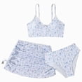 thumbnail image 1 of BOBOGOJP Girls' Set Floral Print Bikini Swimsuit with Drawstring Beach Skirt Cute Ruched Bathing Suit White for Size 11-12 Years, 1 of 6