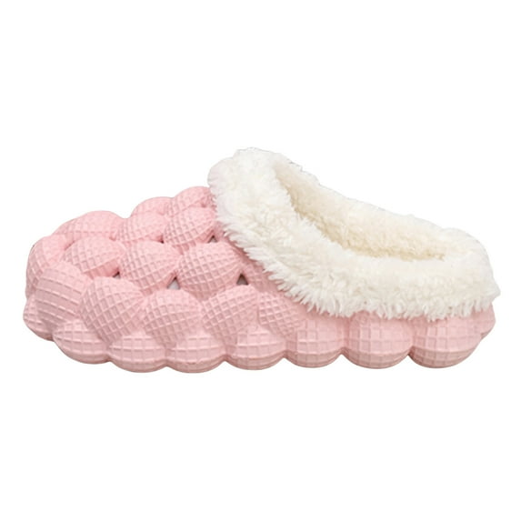 BOBOGOJP Girls Slippers Memory Foam Toddler Kids Comfort Wool-Like Plush Fleece Lined House Shoes for Indoor & Outdoor Pink for Size 1