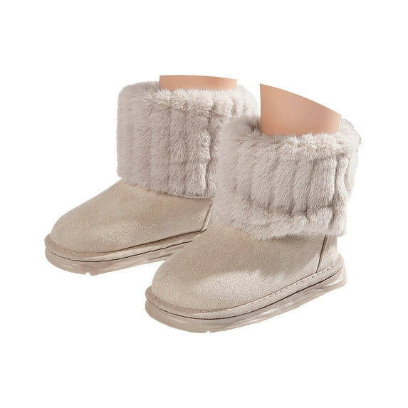 BOBOGOJP Girls Snow Boots Infant Boy Girl Winter Boots Nonslip Lightweight Outdoor Warm Shoes for Cold Weather Khaki for Size 10