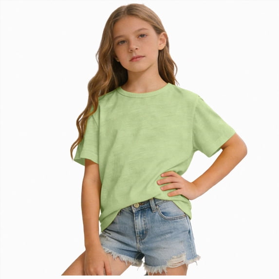 BOBOGOJP Girls Summer T Shirts Casual Crewneck Short Sleeve Loose Basic ...