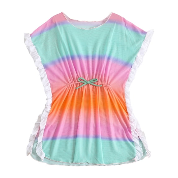 BOBOGOJP Girls Swim Cover Up Short Sleeve Quick Dry Kids Beach Pool Bathing Suit Wraps Pink for Size 8-9 Years