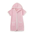 thumbnail image 1 of BOBOGOJP Girls Swim Cover Up Kids Swimsuit Terry Zip Up Swimwear Hoodie Dress Wraps Beach Bathing Suit Pink for 7-8 Years, 1 of 7
