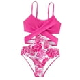 thumbnail image 1 of BOBOGOJP Girls Swimsuit One Piece Swimsuits Cutout Ruched Bathing Suits Tie Adjustable Straps Girls' Swimwear 9-16Y Hot Pink for Size 11-12 Years, 1 of 8