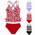 thumbnail image 1 of BOBOGOJP Girls Tankini Swimsuit 2-Piece Beach Sport Bathing Suit Set Hawaiian Swimwear for 5-12Years(Beige, 11-12 Years), 1 of 5