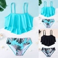 thumbnail image 1 of BOBOGOJP Girls Tankini Swimsuits Two Piece Bathing Suit Ruffle Swimwear Set for Teen Girls 7-16 Years(Blue, 7-8 Years), 1 of 8