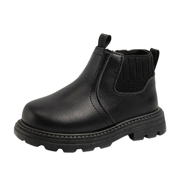 BOBOGOJP Girls Toddler Ankle Boots Low Chunky Heel Side Zipper Cute Dress Booties Little Big Kid Black for Size 10.5