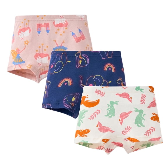 BOBOGOJP Girls Underwear Cotton Toddler Girls Panties Cute Comfortable Little Girl Underwear Pack Soft Breathable Boyshorts Dark Blue for Size 7-8 Years