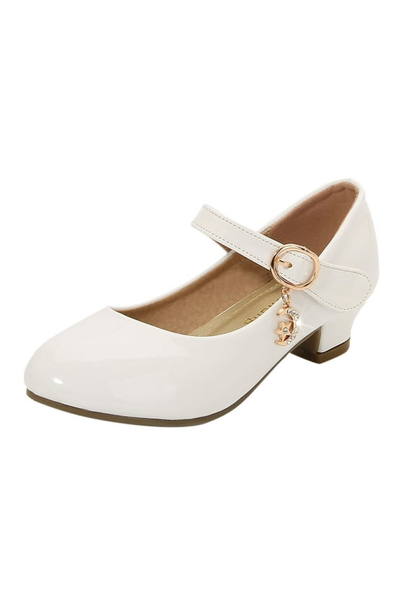 Girls White Mary Jane Shoes Low Heel Easter First Flower Girl Party Wedding Dress Shoes Princess Flats for Kids Toddler White for 13