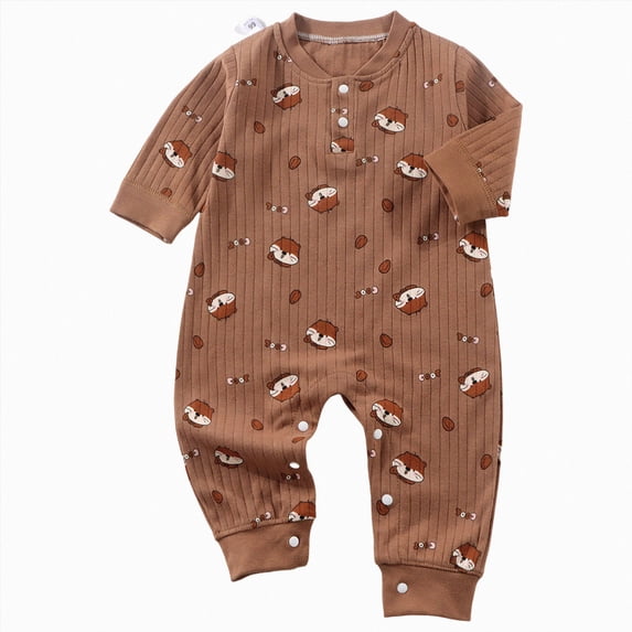 BOBOGOJP Halloween Baby Boy Girl Outfit Pumpkin Long Sleeve Onesie Romper Jumpsuit Halloween Clothes Girl Boy Brown for Size 0-3 Months